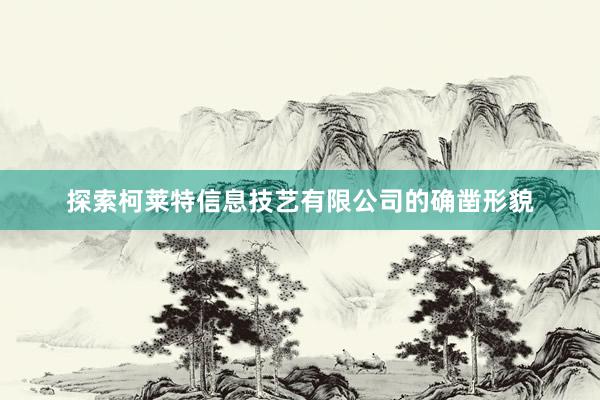 探索柯莱特信息技艺有限公司的确凿形貌