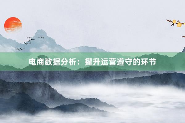 电商数据分析:擢升运营遵守的环节